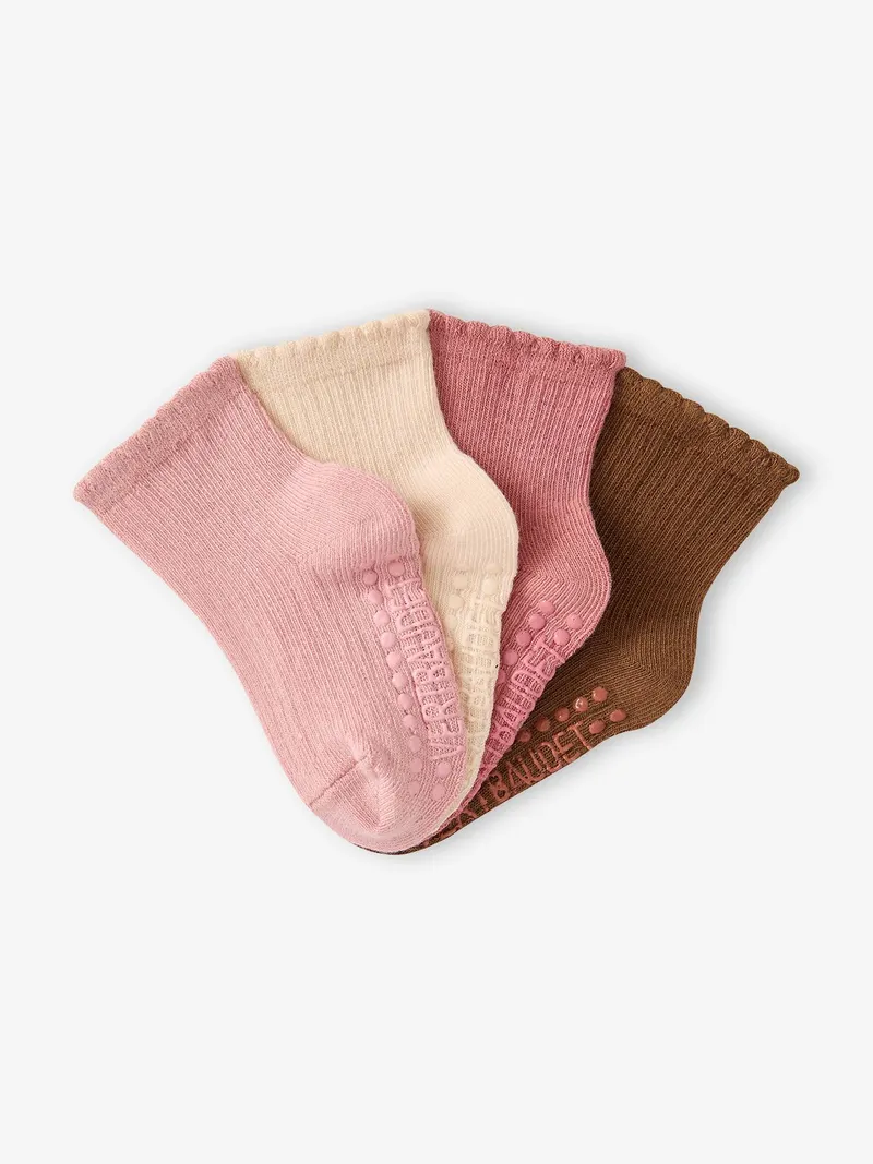 Vertbaudet 4er-Pack Baby Stoppersocken BASIC, Altrosa, – Produktbild 2 von 2