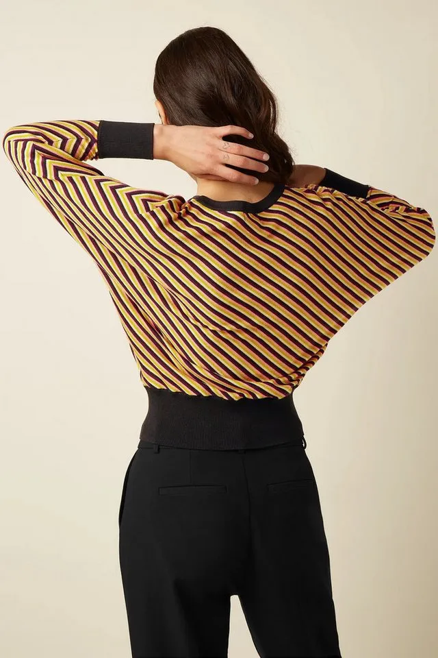king louie king louie Strickpullover - Daria Top Blaze - Weicher Strickpullover mit Streifen aus Bio-Baumwo, Gelb, – Produktbild 3 von 4