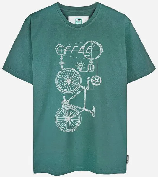 Gary Mash GARY MASH T-Shirt Freecycle#2 aus Biobaumwolle, Blaugrün, – Produktbild 1 von 4