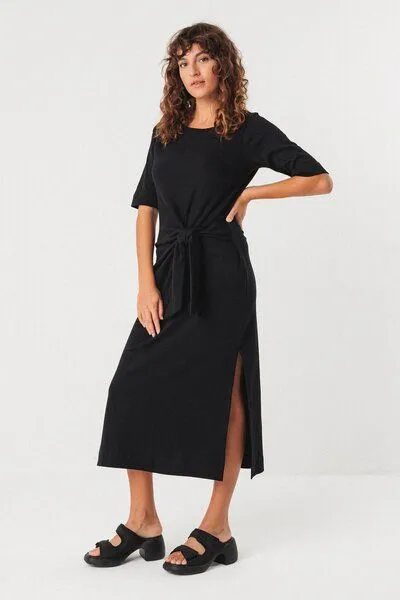 SKFK SKFK Kleid - ANI schwarz mit Bindedetail – Produktbild 2 von 4