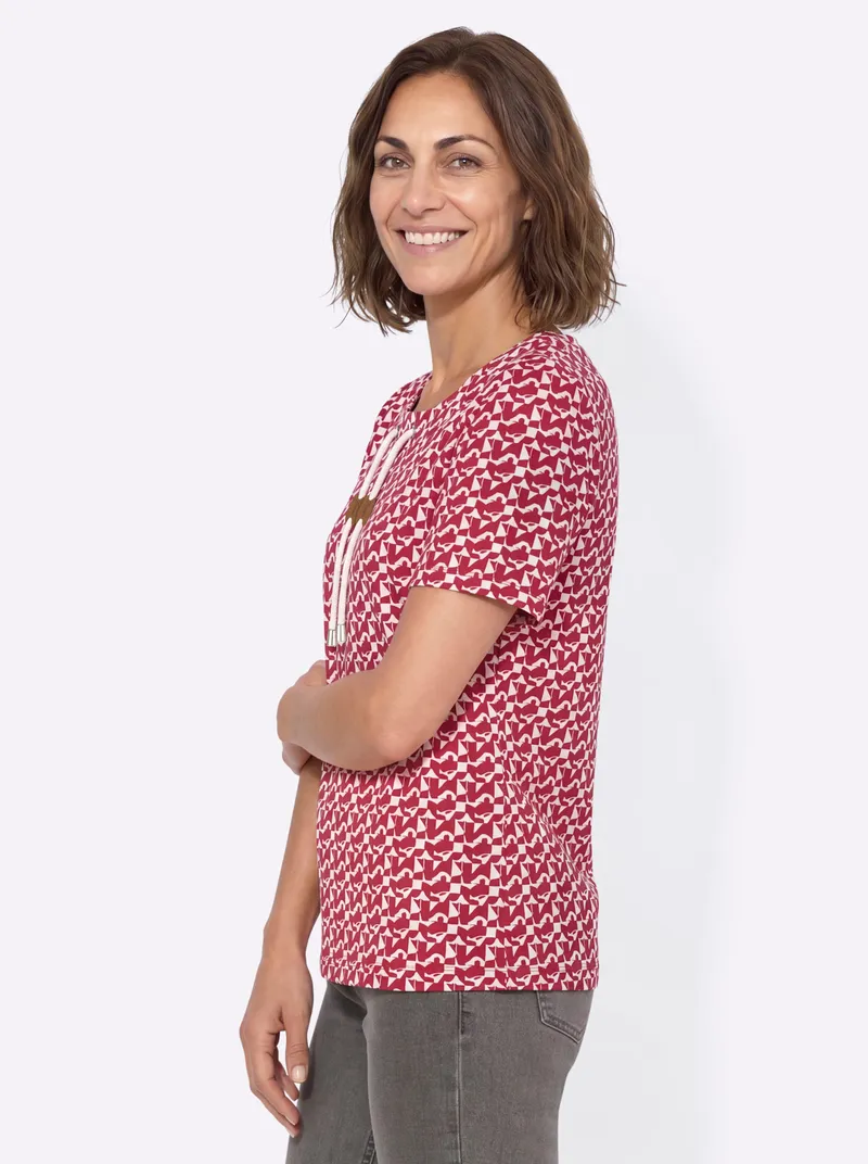 Witt Shirt rot-ecru-bedruckt, Rot-ecru-bedruckt, – Produktbild 2 von 2