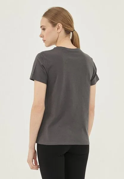 ORGANICATION ORGANICATION Damen Basic T-Shirt aus Bio-Baumwolle, Asphalt, – Produktbild 4 von 4