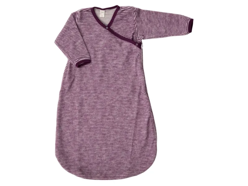 Lilano Lilano Schlafsack Baby Bio-Merinowolle Frottee-Plüsch beere-geringelt Gr.62/68, Rot, mehrfarbig, – Produktbild 1 von 2