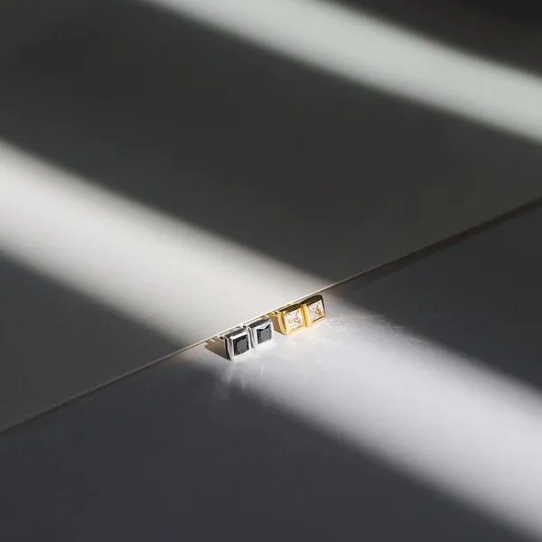 fejn jewelry fejn jewelry Ohrstecker 'sparkle square' - mit Zirkonia, Gold, – Produktbild 3 von 3
