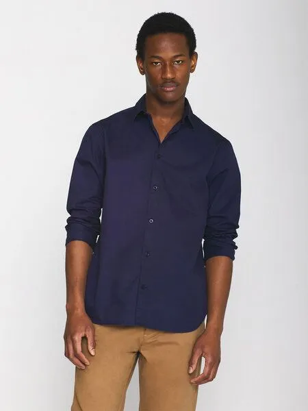 KnowledgeCotton Apparel KnowledgeCotton Apparel Hemd - ALF regular crispy cotton shirt - aus Bio-Baumwolle, Blau (total eclipse), – Produktbild 1 von 4