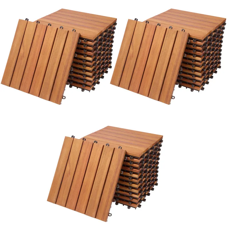 Deuba® Holzfliese Eukalyptusholz 33er-Set 30x30cm, Braun, – Produktbild 2 von 2