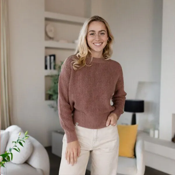 NORDLICHT NORDLICHT Grobstrick Pullover aus 100% Baumwolle MARA, Altrosa (rosa), – Produktbild 3 von 4