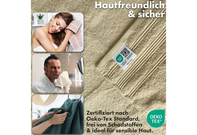 Karat Handtuch Bay, Sanft, saugstark und vielseitig nutzbar, Hochwertige Baumwolle in verschiedenen Größen und Farben, Beige, – Produktbild 3 von 5