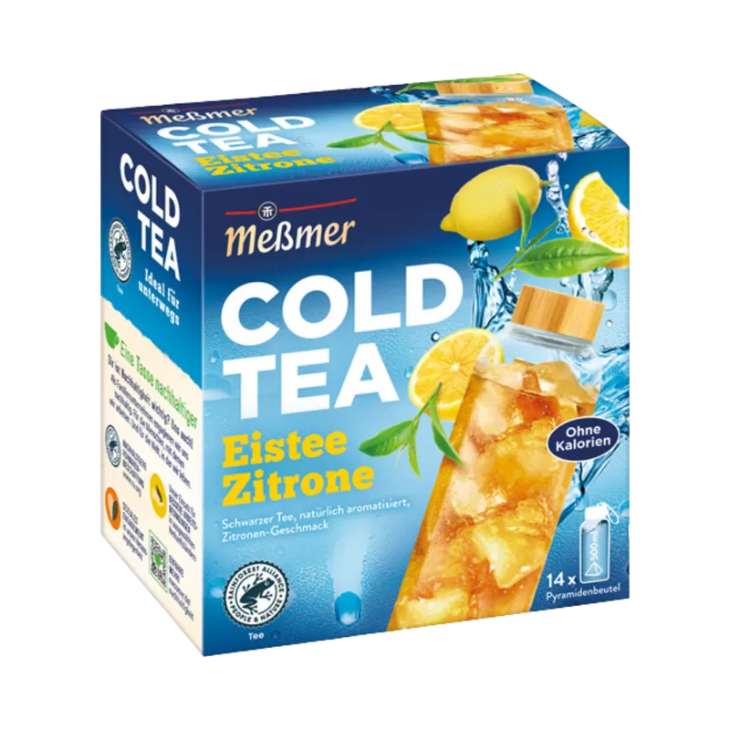 Meßmer Meßmer Cold Tea Eistee Zitrone, Teebeutel zum kalt aufgiessen, 1 Beutel für ca. 500 ml Wasser, 38g – Produktbild 1 von 1