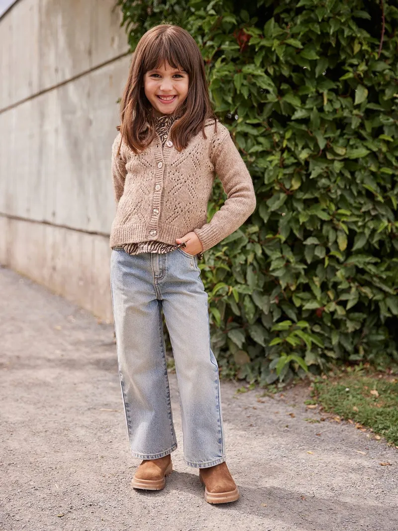 Vertbaudet Vertbaudet Weite Mädchen Jeans mit Dehnbund, Mittelblau, – Produktbild 3 von 4