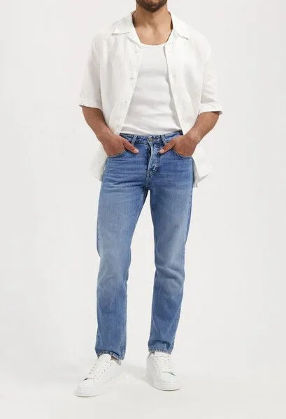 MUD Jeans MUD Jeans HANK Mid Tapered Jeans aus einem Bio-Baumwolle / recycelter Baumwolle Mix (medium aged), Blue, – Produktbild 4 von 6