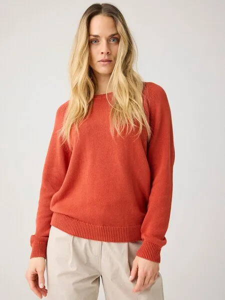 KnowledgeCotton Apparel KnowledgeCotton Apparel Leichter Rundhals-Pullover aus Bio-Baumwolle, Rot-burnt-brick, – Produktbild 1 von 2