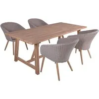 Gartenmöbel-Set "OAKLAND/VISALIA 01" 5-tlg. 1 Tisch Akazie, 4 Sessel KSgefl. hellgrau – Produktbild 1 von 1