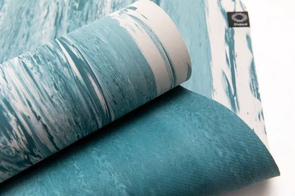 Divasya Divasya Yogamatte "Pure" aus Naturkautschuk mit Schutzhülle & Tragegurt, Blau, – Produktbild 3 von 4