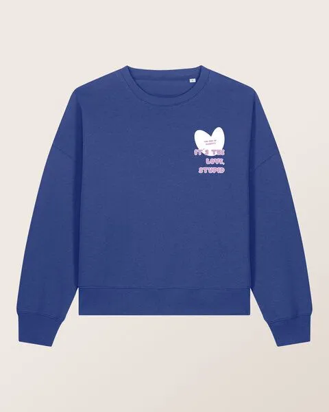 THE FACE OF ELEMENTS The Face of Elements It's the Love Stupid - Relaxed Boxy Fit Sweatshirt aus 100% Bio-Baumwolle, Atlantic blue (blau), – Produktbild 1 von 3