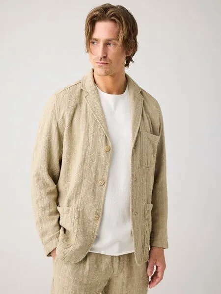 KnowledgeCotton Apparel KnowledgeCotton Apparel Lockerer Blazer mit Struktur aus Bio-Baumwolle, Grün-twill, – Produktbild 1 von 2