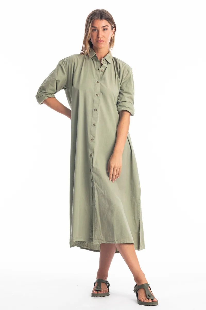 RAVENS VIEW IBIZA RAVENS VIEW IBIZA Damen vegan Hemd Kleid Safari Khaki Grün, Hellgrün, – Produktbild 1 von 1