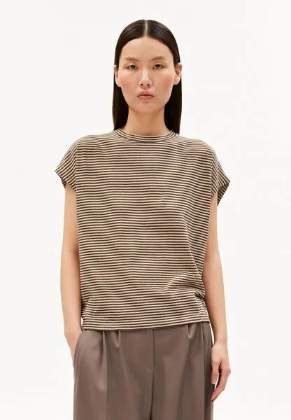 ARMEDANGELS ARMEDANGELS SLUB JERSEY STRIPE Damen T-Shirt aus Bio-Baumwolle, Sand stone-dried palm, – Produktbild 1 von 4