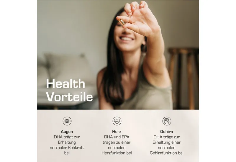 Purabyo Omega-3 Algenöl Kapseln, vegan, 250 mg DHA,+125 mg EPA, im Glas Kapseln, 60 St., 71 g – Produktbild 4 von 5