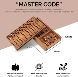 LOGOPLAY Spiel Code Finder, Gesellschaftsspiel, Code Finder – Logik- und Denkspiel aus edlem Samena-Holz für 2 Spieler – Produktbild 1 von 1
