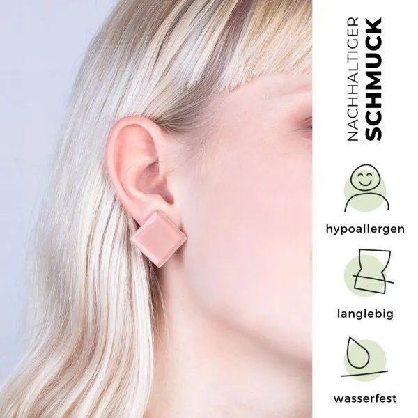 ALEXASCHA ALEXASCHA Auffällige Statement Ohrclips aus Glas | PUREFORM, Sandrosa, – Produktbild 3 von 4