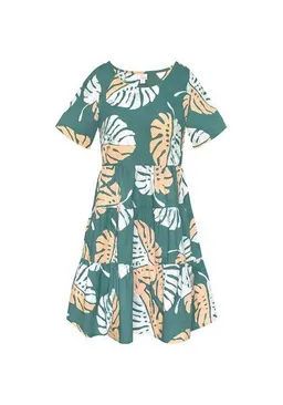 Global Mamas Global Mamas Bio Kleid - SHORT TIERED - Birds of Paradise/Canopy/Rings/Monstera – Produktbild 1 von 1