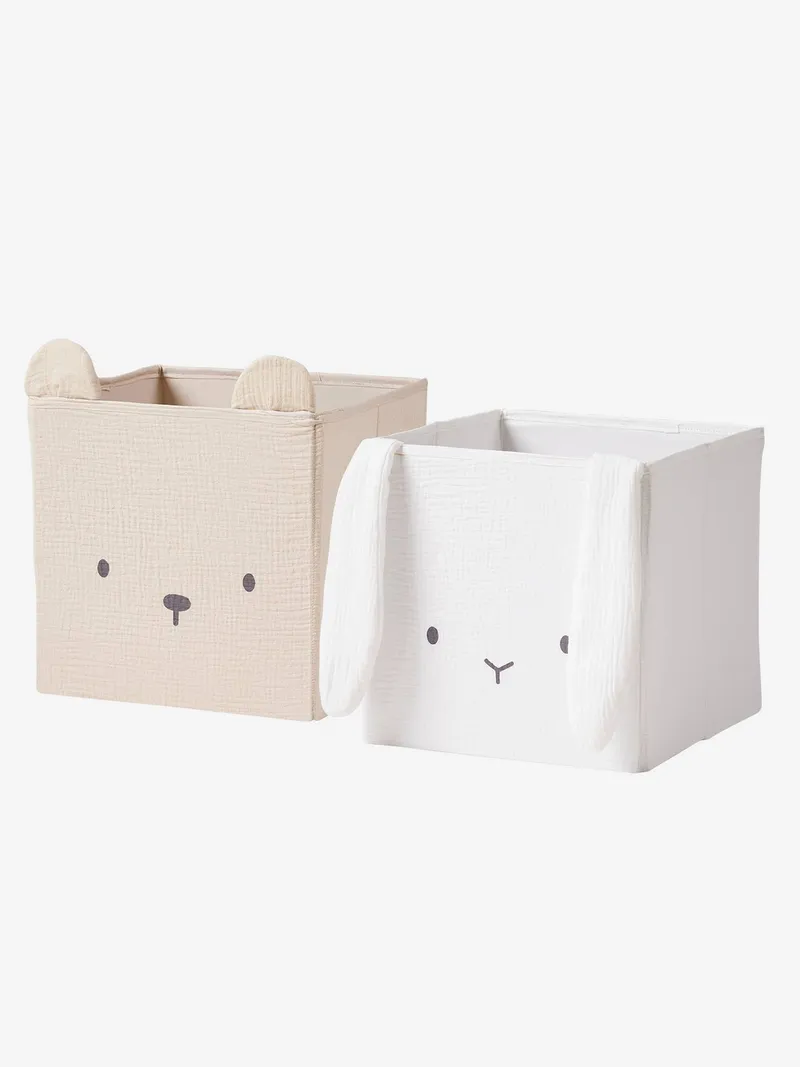 Vertbaudet 2er-Set Kinderzimmer Aufbewahrungsboxen, Set weiß, – Produktbild 4 von 4