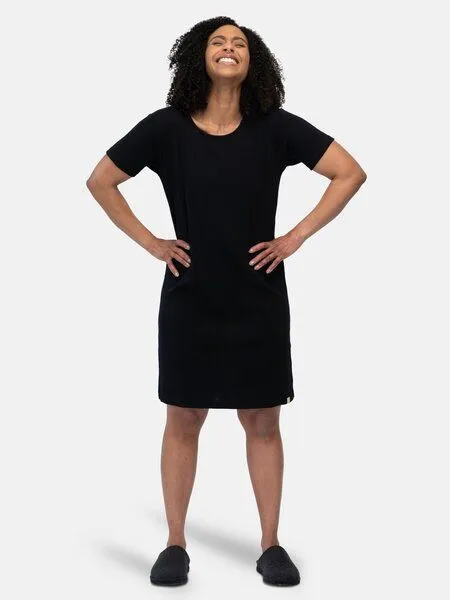 greenjama greenjama Damen Sleepshirt aus Derby-Rib, aus Bio Baumwolle und GOTS zertifiziert, Black/schwarz, – Produktbild 1 von 3