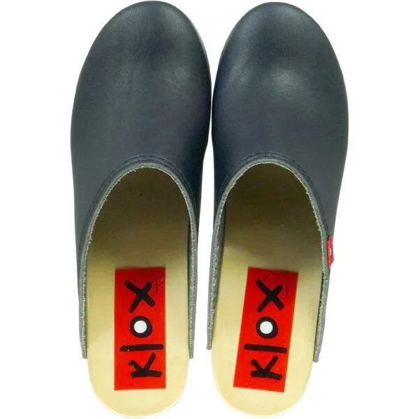 Klox Klox 6 1/2 - Medium Heel Holzclog mit pflanzlich gegerbtem Leder, Blau, – Produktbild 3 von 3