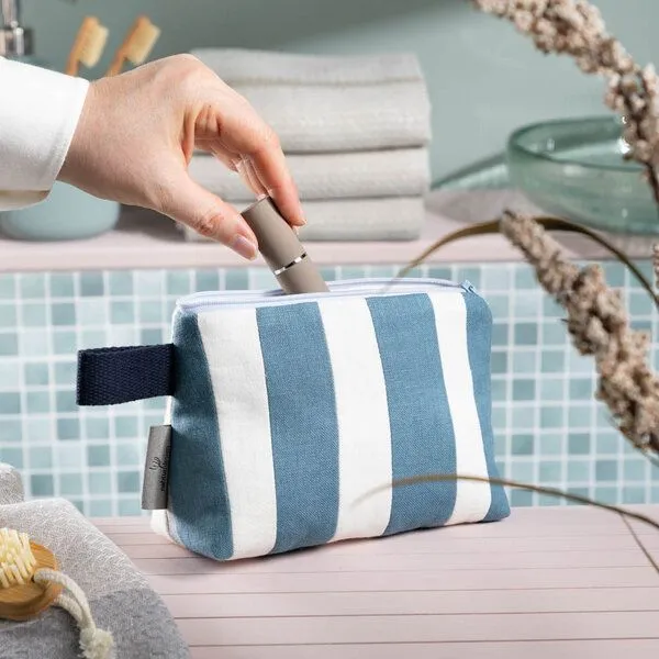 nahtur-design nahtur-design Kosmetiktasche aus 100% Leinen | Kleine Leinentasche, No_15 (blau), – Produktbild 3 von 4