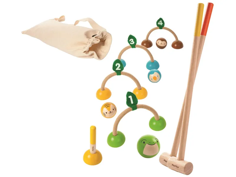PlanToys PlanToys Kinder Krocket Spiel aus Kautschukholz Maße 51,6 x 3,8 x 7,8 cm, Mehrfarbig, – Produktbild 2 von 5