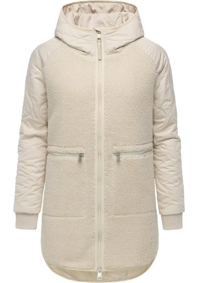 ragwear ragwear Fellimitatmantel Longeddy Kuscheliger Plüschmantel mit Kapuze, Beige|braun, – Produktbild 2 von 5