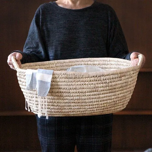 GLOBO Fair Trade GLOBO Fair Trade Wäschekorb WANNE, Palmblatt – Produktbild 3 von 3