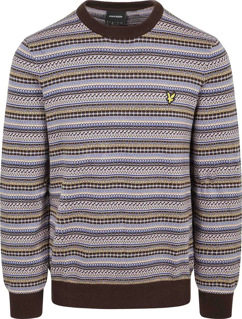 Lyle and Scott Lyle & Scott Pullover Crewneck Fairisle Ebony - Größe M, Multicolour, – Produktbild 2 von 5