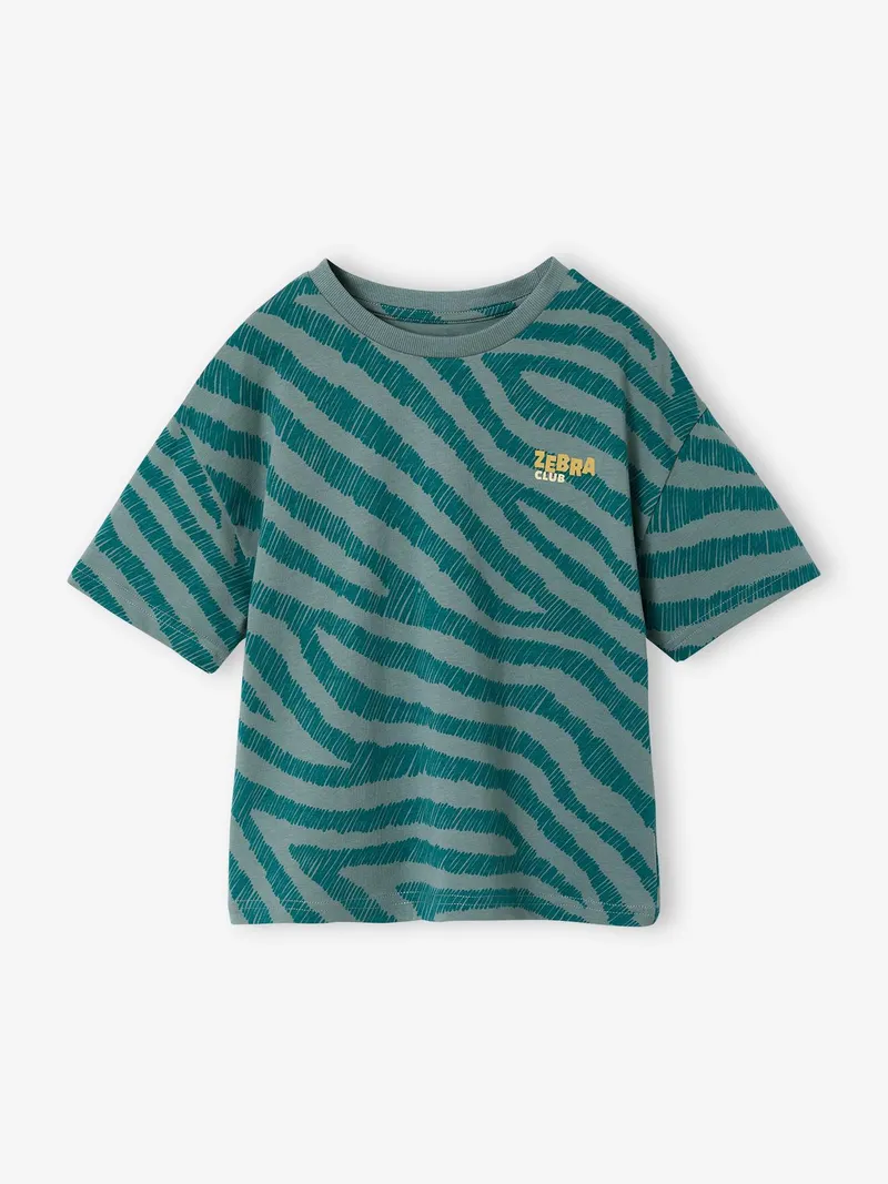 Vertbaudet Jungen T-Shirt mit Zebramuster, Petrol, – Produktbild 4 von 4