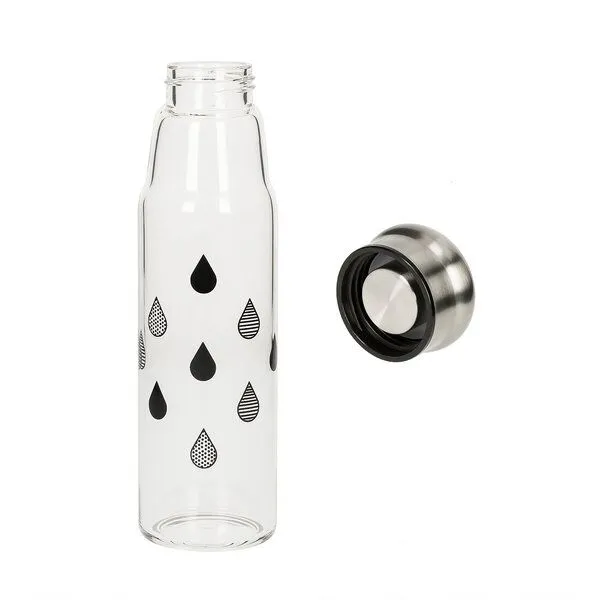 elasto elasto Glasflasche 0,55 Liter Trinkflasche Borosilikatglas mit Neoprentasche, Drops, – Produktbild 3 von 4