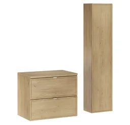 Lomadox Badmöbel-Set TEMUCO-56-CREMONA, (Spar-Set, 2-St., Waschtischunterschrank Hochschrank), in Eiche mit Rahmenfräsung, wandhängend – Produktbild 1 von 1