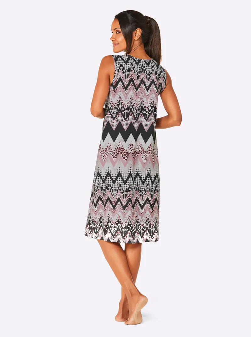 feel good Sommerkleid, Violett-schwarz-bedruckt, – Produktbild 1 von 2