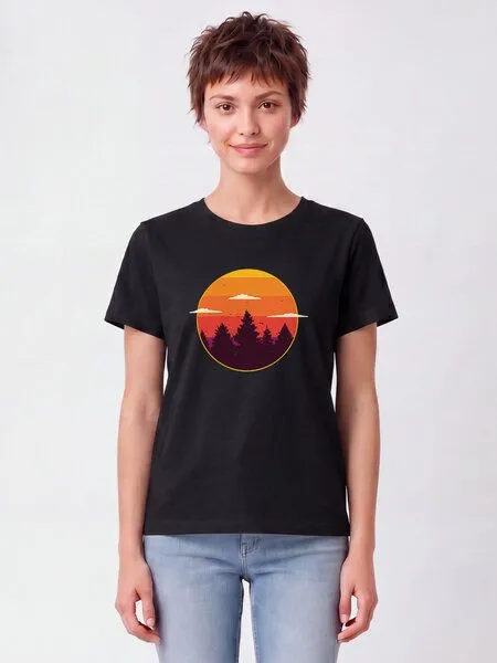 watapparel watapparel T-Shirt Frauen Sunset forest, Black, – Produktbild 2 von 2