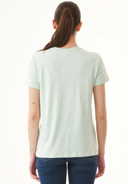ORGANICATION ORGANICATION Damen Basic T-Shirt aus Bio-Baumwolle mit V-Ausschnitt, Aqua green, – Produktbild 4 von 4