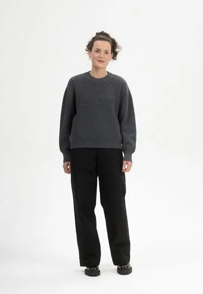 MELA MELA Rippstrick Pullover ADAH aus 100% Bio-Baumwolle, Anthrazit melange, – Produktbild 3 von 4