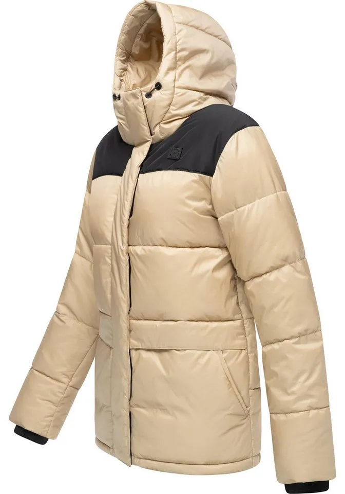 ragwear ragwear Anorak Wikesh stylische Winter Steppjacke mit Colourblocking, Braun, – Produktbild 3 von 5
