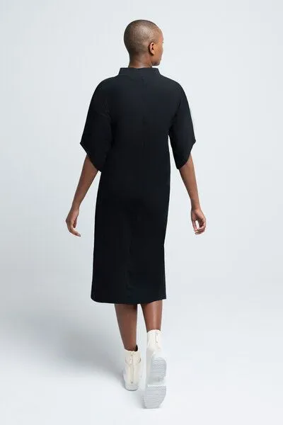 SHIPSHEIP SHIPSHEIP YOKO - Damen Kleid mit Stehkragen aus Bio-Baumwolle, Schwarz, – Produktbild 3 von 3