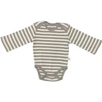 HANS NATUR Baby Langarmbody Bio-Baumwolle grau-off white Gr.74/80, Mehrfarbig, – Produktbild 1 von 1