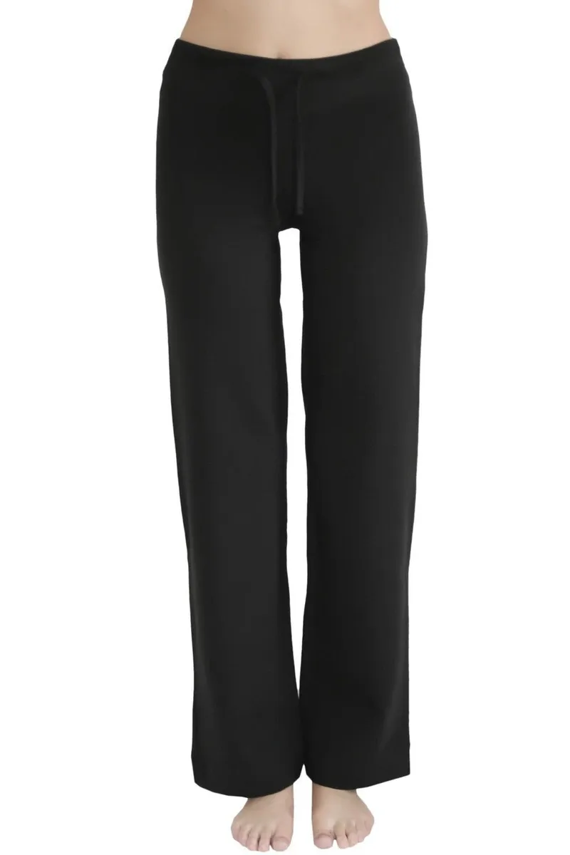 Leela Cotton Leela Cotton Damen vegan Yogahose Mit Geripptem Bund, Schwarz, – Produktbild 2 von 2