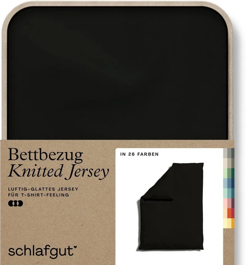 Schlafgut Schlafgut Bettbezug Premium Bettbezug Knitted Jersey (1 St), (1 St), Ton-in-Ton Reißverschluss, Bio-Baumwolle mit Elasthan, Uni, OEKO Tex, Schwarz, – Produktbild 2 von 5