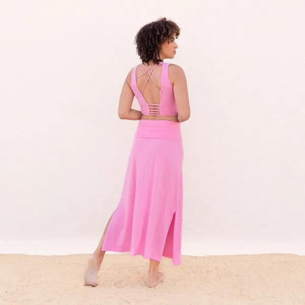 Jaya Jaya KURZES TOP SURYA - Bra/Croptop aus elastischer Biobaumwolle, Tankttop Stil vorne mit breiteren Trägern & raffiniertem Rücken, Pink/pink, – Produktbild 3 von 3