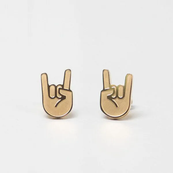 Fyngers Fyngers Ohrstecker aus chirurgischen Edelstahl hochglanzpoliert ROCK´n´ROLL, Gold, – Produktbild 5 von 6