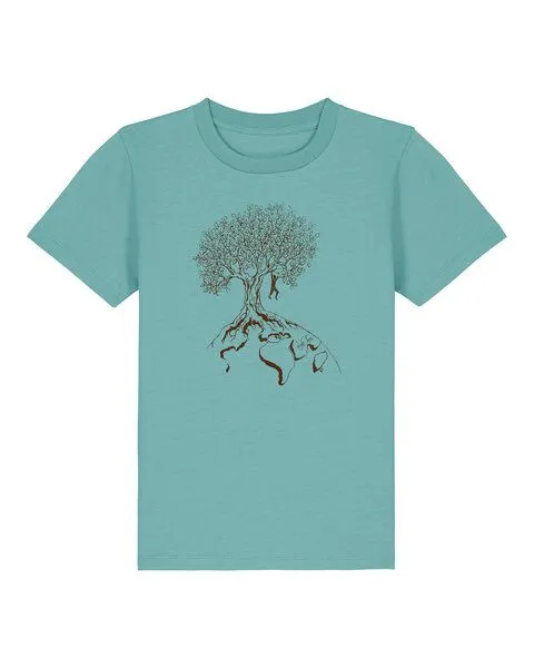 Life-Tree Life-Tree Shirt aus Biobaumwolle Fairwear für Kids Hanging On, Teal monstera, – Produktbild 1 von 1