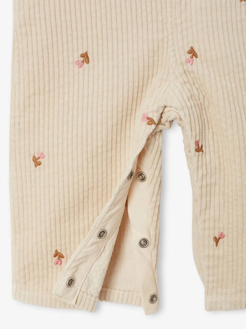 Vertbaudet Baby Cord-Latzhose mit Blumenstickerei vanille, Vanille, – Produktbild 3 von 3